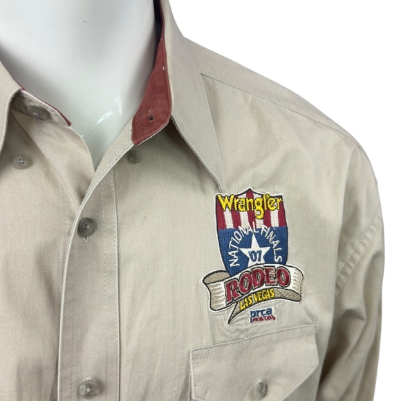 Wrangler 2007 National Finals Rodeo NFR Western Cowboy Shirt Mens 3XL Tan L/S - Picture 6 of 13